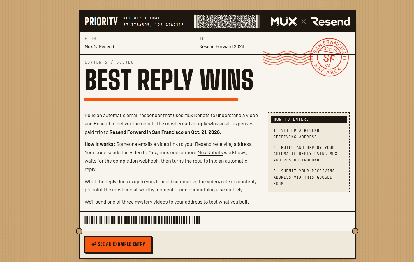 Resend x Mux, Best Reply Wins